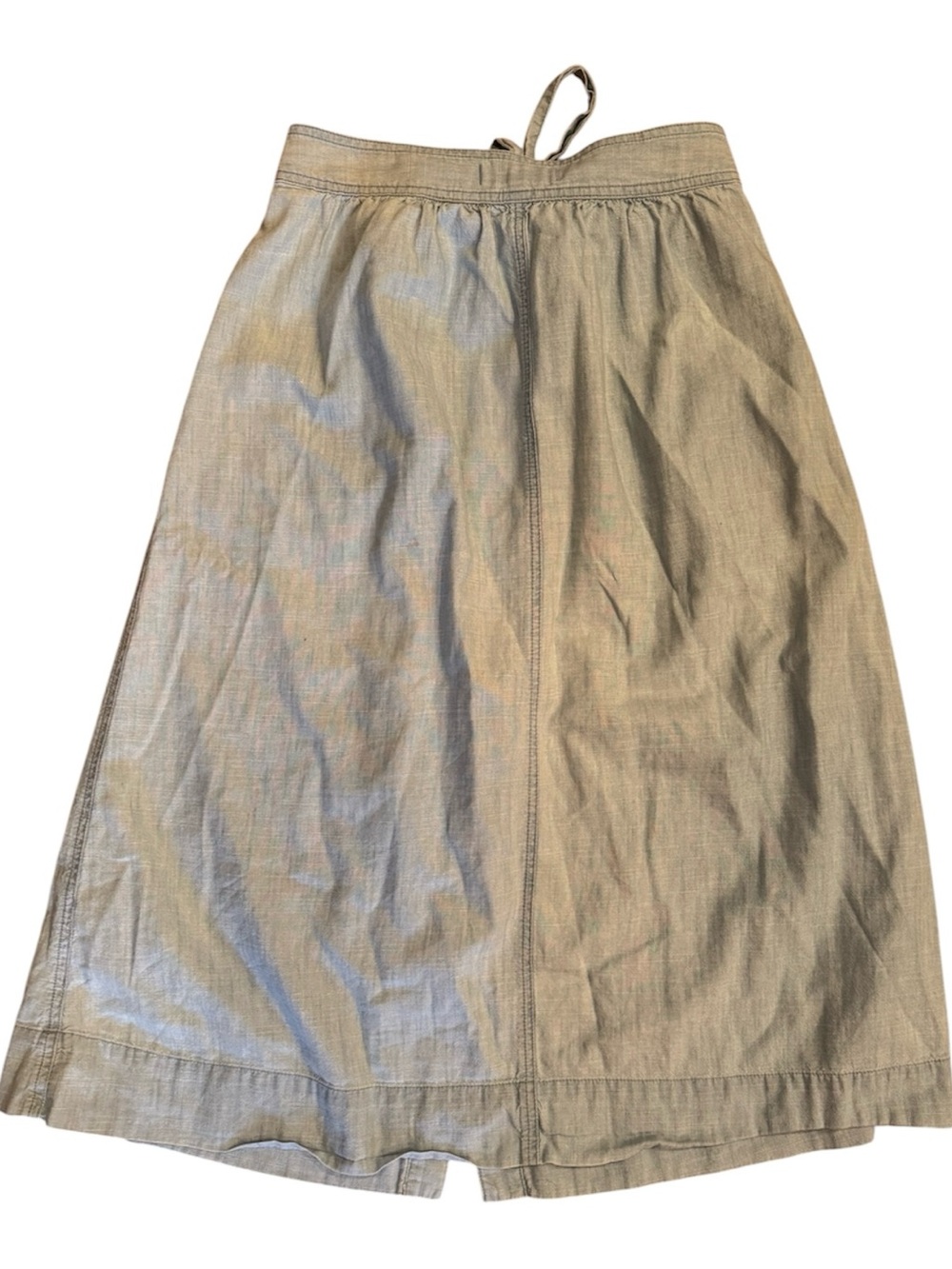 Madewell Chambray Button‑Front Midi Skirt Women’s Size 4 — Tie Waist - Picture 3 of 6